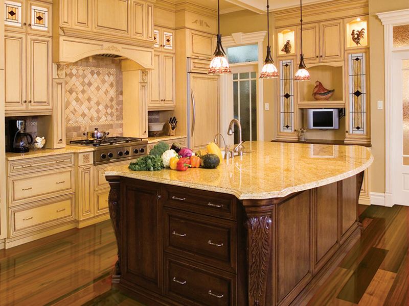 Custom hardwood kitchen millwork and moulding details